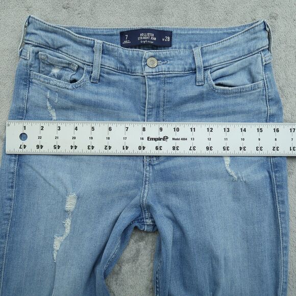Hollister Straight Jeans Juniors Size 7 High-Rise 24" Inseam Cropped Distressed - Picture 5 of 14